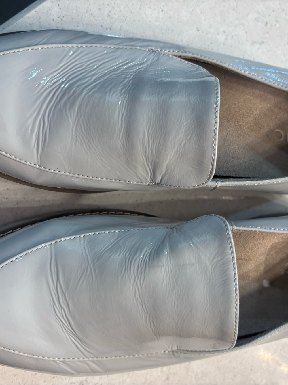 Vionic Light Gray Leather Slip-On Loafers